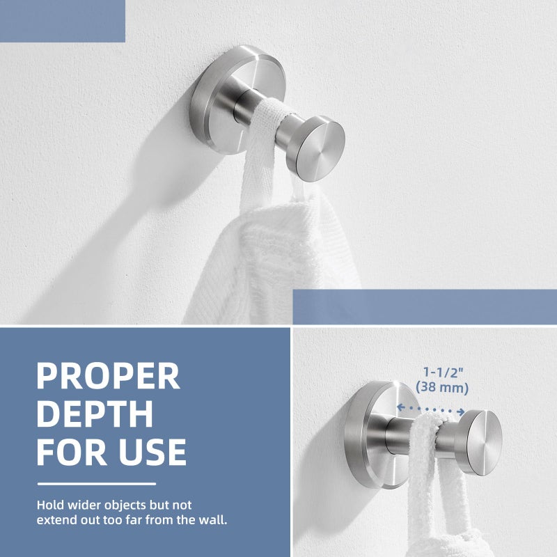 Angle Simple Bath Towel Hook Brushed Nickel, SUS304 Stainless Steel Bathroom Cabinet Closet Clothes Towel Holder, Bathrobe Hanger Wall Mounted - Image 4